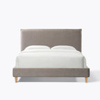 Queen Boucle Upholstered Platform Bed, Velcro Noise-Reduction Straps, 800 lb Capacity