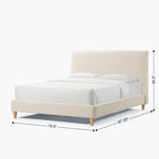 Queen Boucle Upholstered Platform Bed, Velcro Noise-Reduction Straps, 800 lb Capacity
