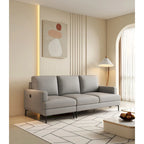 Light Gray Luxury 77 Genuine Leather 3-seater Sofa with USB Charger for Living Room
