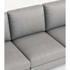 Light Gray Luxury 77 Genuine Leather 3-seater Sofa with USB Charger for Living Room