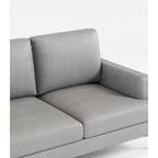 Light Gray Luxury 77 Genuine Leather 3-seater Sofa with USB Charger for Living Room