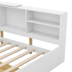 King Upholstered Bed with Storage Headboard, Trundle & 2 Under-Bed Drawers, Solid Wood & MDF