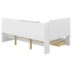 King Upholstered Bed with Storage Headboard, Trundle & 2 Under-Bed Drawers, Solid Wood & MDF