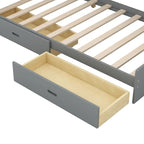 King Upholstered Bed with Storage Headboard, Trundle & 2 Under-Bed Drawers, Solid Wood & MDF