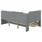 King Upholstered Bed with Storage Headboard, Trundle & 2 Under-Bed Drawers, Solid Wood & MDF