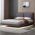 Queen Velvet Upholstered Floating Platform Bed with Motion Sensor Light & USB Ports