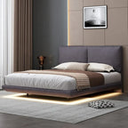 Queen Velvet Upholstered Floating Platform Bed with Motion Sensor Light & USB Ports