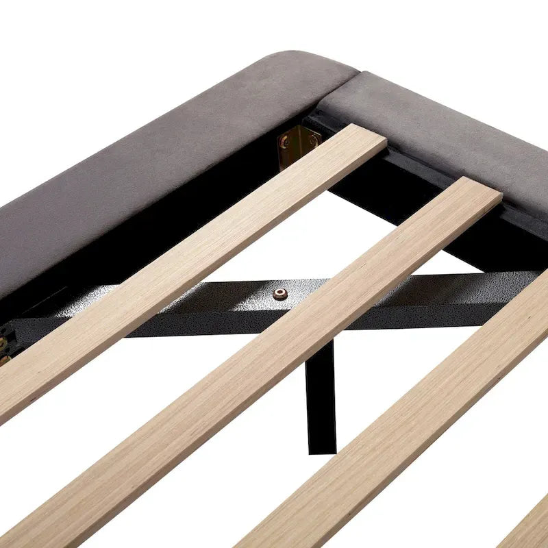 Queen Velvet Upholstered Floating Platform Bed with Motion Sensor Light & USB Ports