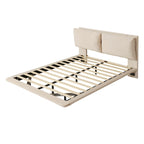 Queen Velvet Upholstered Floating Platform Bed with Motion Sensor Light & USB Ports