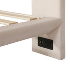 Queen Velvet Upholstered Floating Platform Bed with Motion Sensor Light & USB Ports