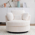Oversized 360° Swivel Round Barrel Chair, Soft Plush Corduroy, 4 Pillows, 400 lb Capacity