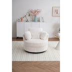 Oversized 360° Swivel Round Barrel Chair, Soft Plush Corduroy, 4 Pillows, 400 lb Capacity