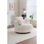 Oversized 360° Swivel Round Barrel Chair, Soft Plush Corduroy, 4 Pillows, 400 lb Capacity