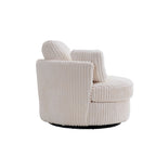 Oversized 360° Swivel Round Barrel Chair, Soft Plush Corduroy, 4 Pillows, 400 lb Capacity