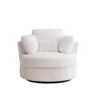 Oversized 360° Swivel Round Barrel Chair, Soft Plush Corduroy, 4 Pillows, 400 lb Capacity