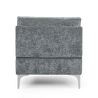 Contemporary Fabric Chaise Lounge, 66" Deep, Silver Bracket Legs & Plush Backrest Pillow