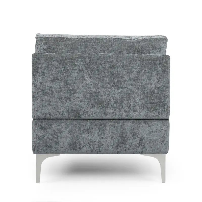 Contemporary Fabric Chaise Lounge, 66" Deep, Silver Bracket Legs & Plush Backrest Pillow