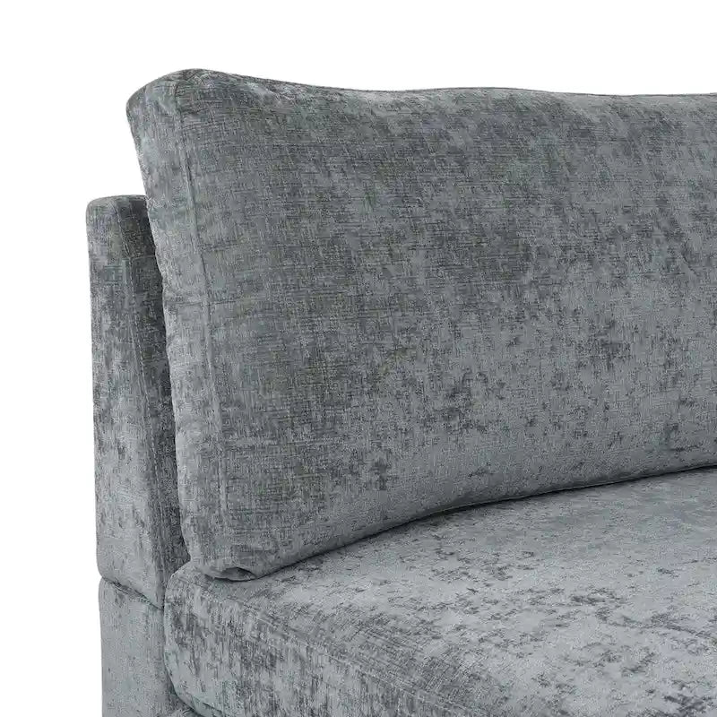 Contemporary Fabric Chaise Lounge, 66" Deep, Silver Bracket Legs & Plush Backrest Pillow