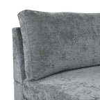 Contemporary Fabric Chaise Lounge, 66" Deep, Silver Bracket Legs & Plush Backrest Pillow