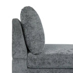 Contemporary Fabric Chaise Lounge, 66" Deep, Silver Bracket Legs & Plush Backrest Pillow