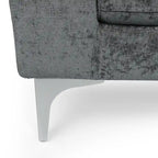 Contemporary Fabric Chaise Lounge, 66" Deep, Silver Bracket Legs & Plush Backrest Pillow