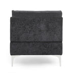Contemporary Fabric Chaise Lounge, 66" Deep, Silver Bracket Legs & Plush Backrest Pillow