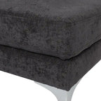 Contemporary Fabric Chaise Lounge, 66" Deep, Silver Bracket Legs & Plush Backrest Pillow