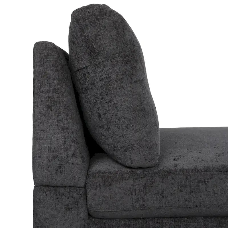 Contemporary Fabric Chaise Lounge, 66" Deep, Silver Bracket Legs & Plush Backrest Pillow