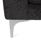 Contemporary Fabric Chaise Lounge, 66" Deep, Silver Bracket Legs & Plush Backrest Pillow