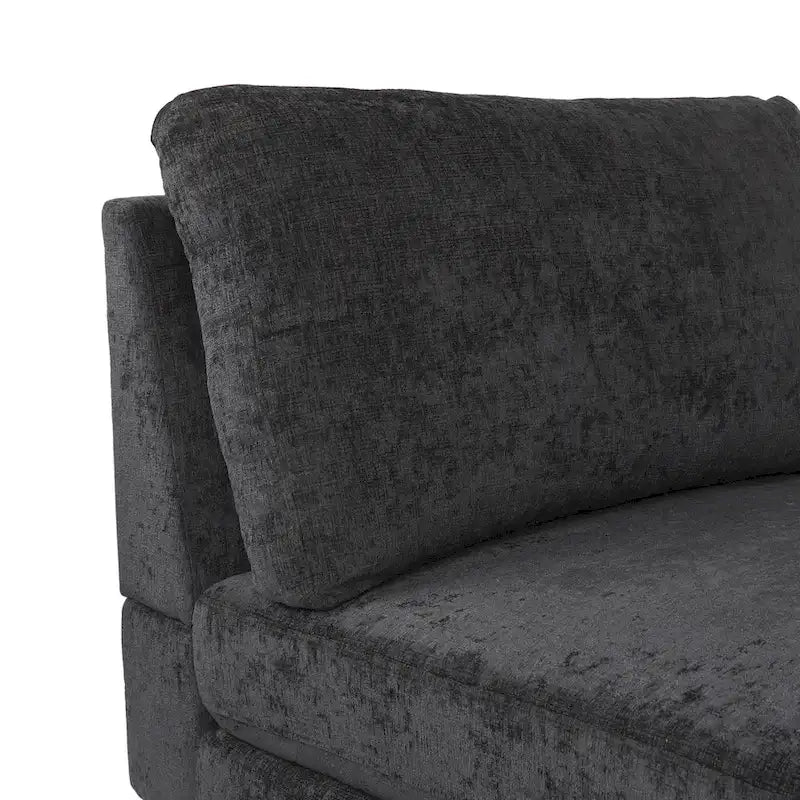 Contemporary Fabric Chaise Lounge, 66" Deep, Silver Bracket Legs & Plush Backrest Pillow