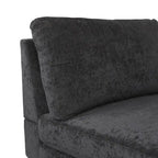 Contemporary Fabric Chaise Lounge, 66" Deep, Silver Bracket Legs & Plush Backrest Pillow