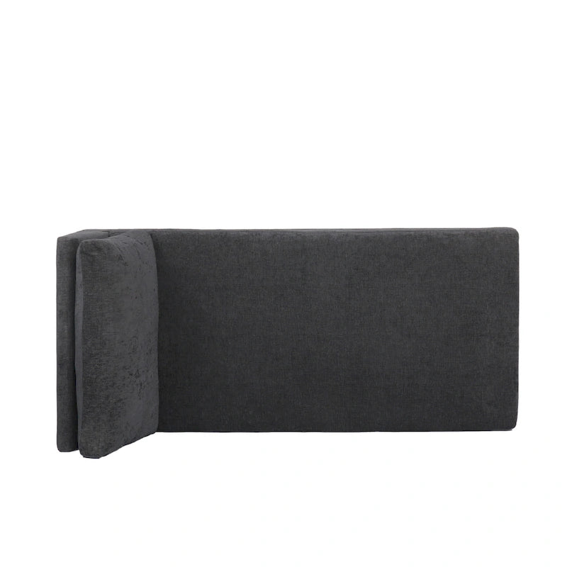 Contemporary Fabric Chaise Lounge, 66" Deep, Silver Bracket Legs & Plush Backrest Pillow