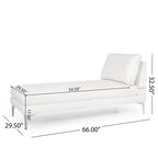 Contemporary Fabric Chaise Lounge, 66" Deep, Silver Bracket Legs & Plush Backrest Pillow