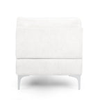 Contemporary Fabric Chaise Lounge, 66" Deep, Silver Bracket Legs & Plush Backrest Pillow