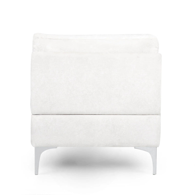 Contemporary Fabric Chaise Lounge, 66" Deep, Silver Bracket Legs & Plush Backrest Pillow
