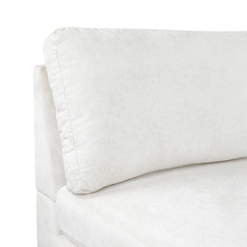 Contemporary Fabric Chaise Lounge, 66" Deep, Silver Bracket Legs & Plush Backrest Pillow