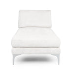 Contemporary Fabric Chaise Lounge, 66" Deep, Silver Bracket Legs & Plush Backrest Pillow