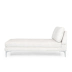 Contemporary Fabric Chaise Lounge, 66" Deep, Silver Bracket Legs & Plush Backrest Pillow