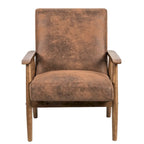 Beachwood Classic Wood/ Leather-look Microfiber Padded Seat Chair
