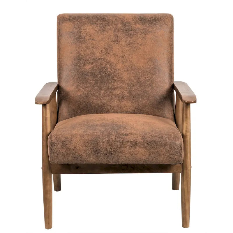 Beachwood Classic Wood/ Leather-look Microfiber Padded Seat Chair