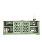 70" Ranch Rustic TV Stand for 82" TVs, Decorative Floral Doors & Cable Management Cutouts