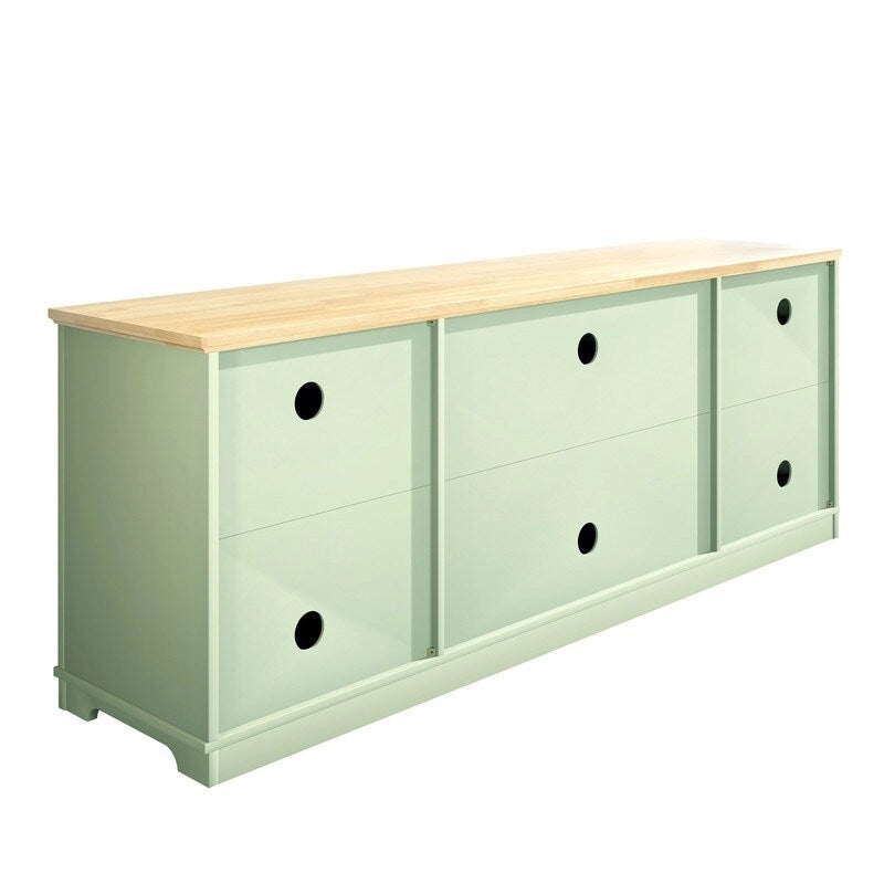 70" Ranch Rustic TV Stand for 82" TVs, Decorative Floral Doors & Cable Management Cutouts