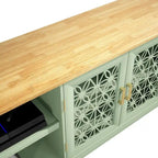 70" Ranch Rustic TV Stand for 82" TVs, Decorative Floral Doors & Cable Management Cutouts