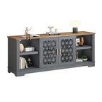 70" Ranch Rustic TV Stand for 82" TVs, Decorative Floral Doors & Cable Management Cutouts