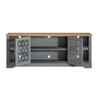 70" Ranch Rustic TV Stand for 82" TVs, Decorative Floral Doors & Cable Management Cutouts