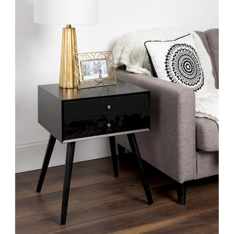 Finco Nightstand Side Table with 2 Drawers