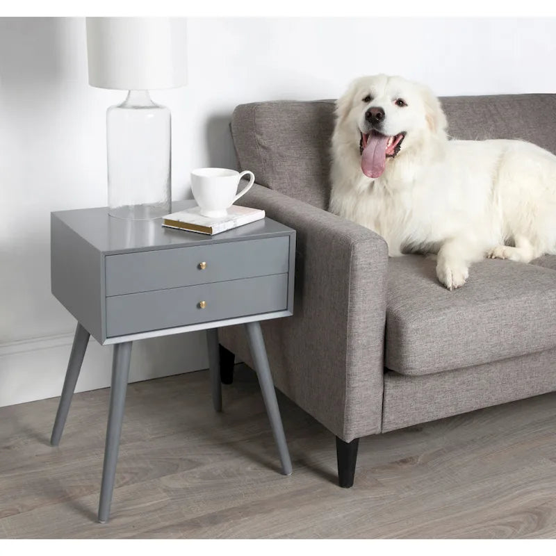 Finco Nightstand Side Table with 2 Drawers