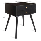 Finco Nightstand Side Table with 2 Drawers