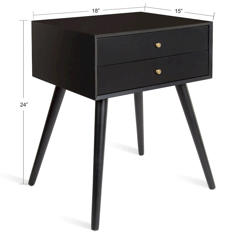 Finco Nightstand Side Table with 2 Drawers