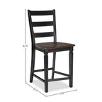 Glenwood Rubbed Black and Charcoal 24 Inch Ladderback Barstool (Set of 2)